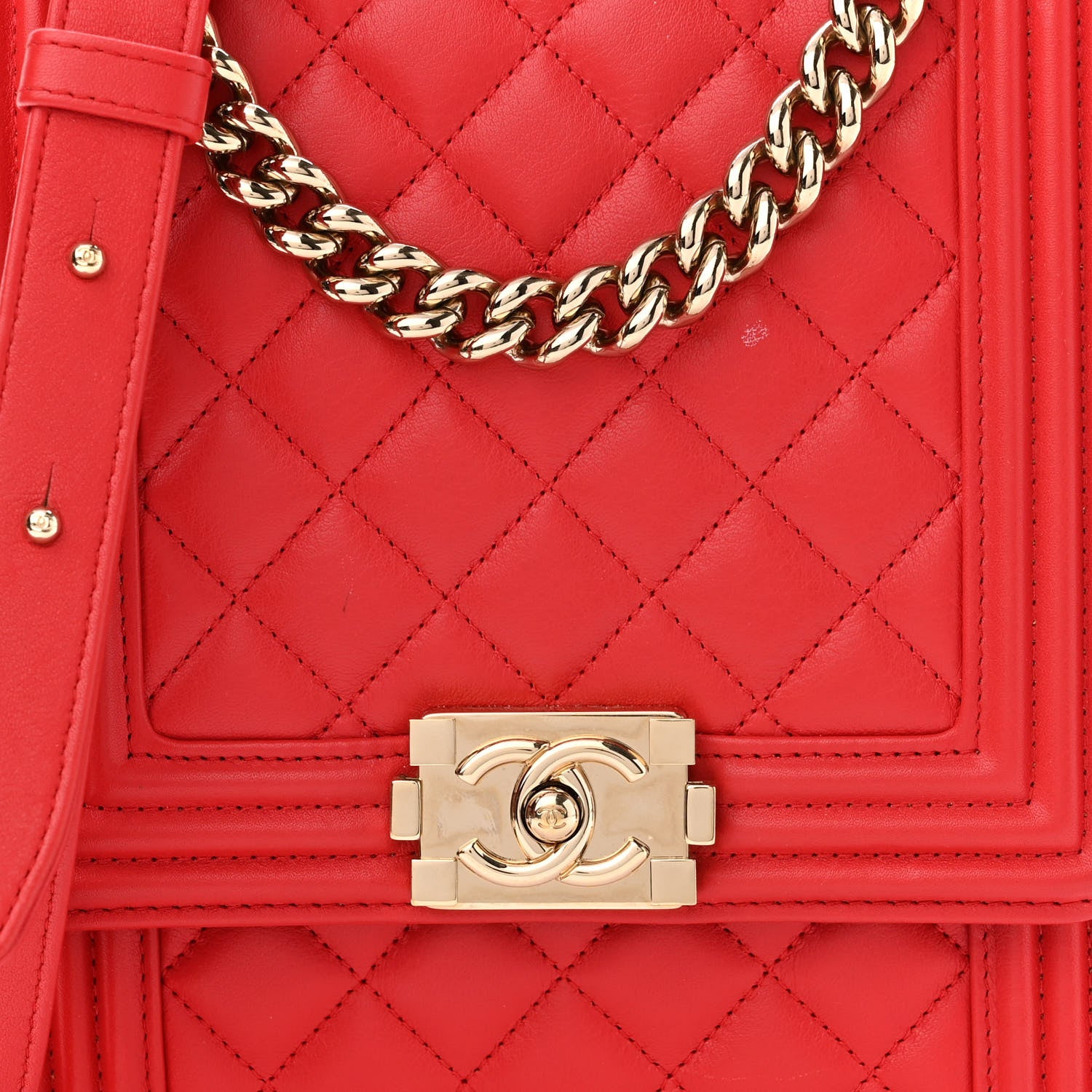 Chanel Calfskin Quilted North South Boy Flap Red 7 of 10