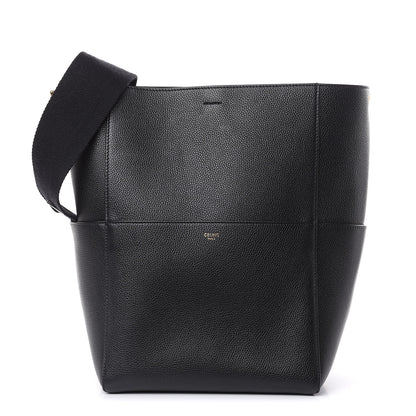 Celine Soft Grained Calfskin Sangle Bucket Bag Black 1 of 8