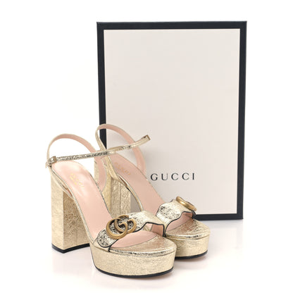 Gucci Galassia GG Marmont Ankle Wrap 30/115mm Platform Sandals 37.5 Platino 8 of 8