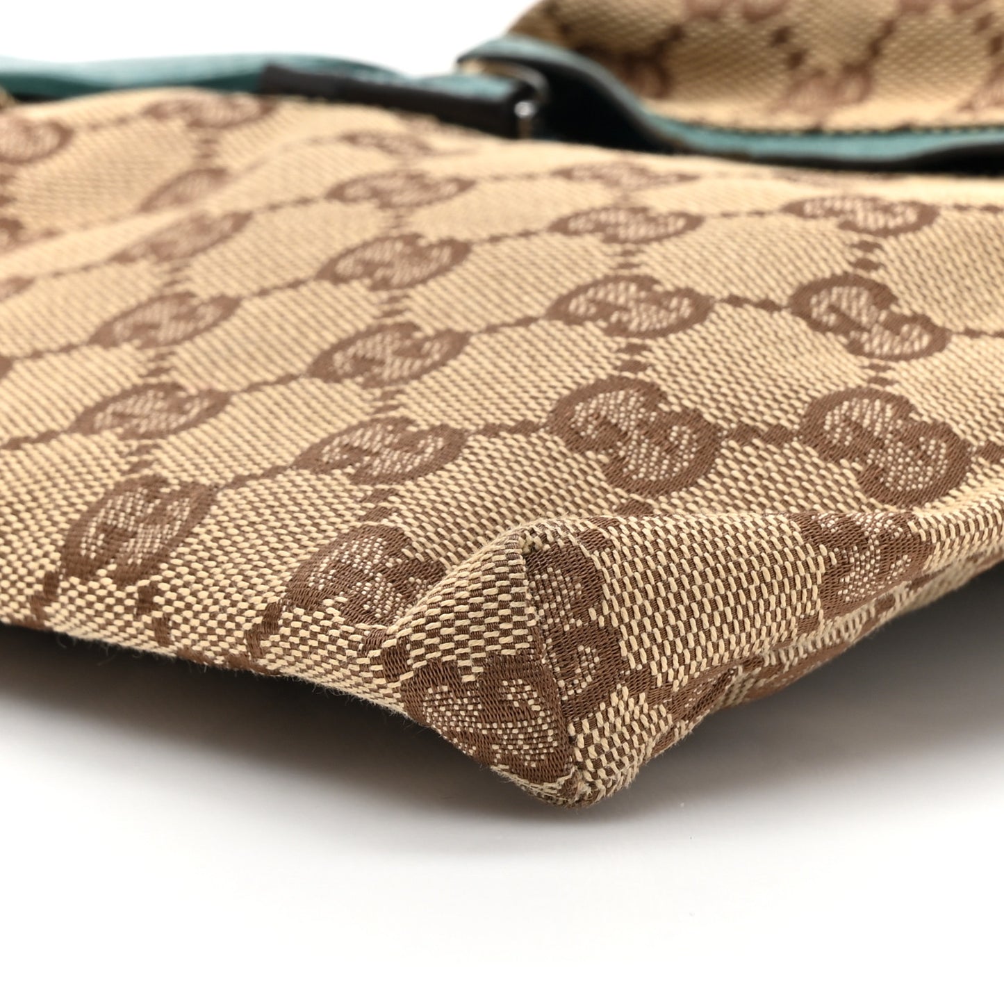 GG Monogram Web Double Pocket Belt Bag Turquoise