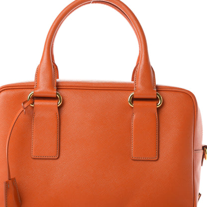 Prada Saffiano Bowler Top Handle Shoulder Papaya 9 of 12