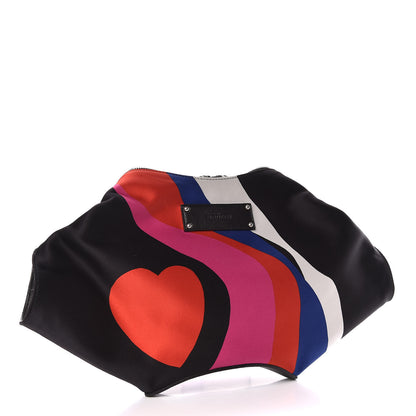 Alexander McQueen Silk Print De Manta Heart Print Clutch Black Red Pink 3 of 8