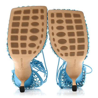 Bottega Veneta Mesh Nappa Crystal Embellished Sparkle Stretch Ankle Tie 90mm Sandals 39 Pool 6 of 11