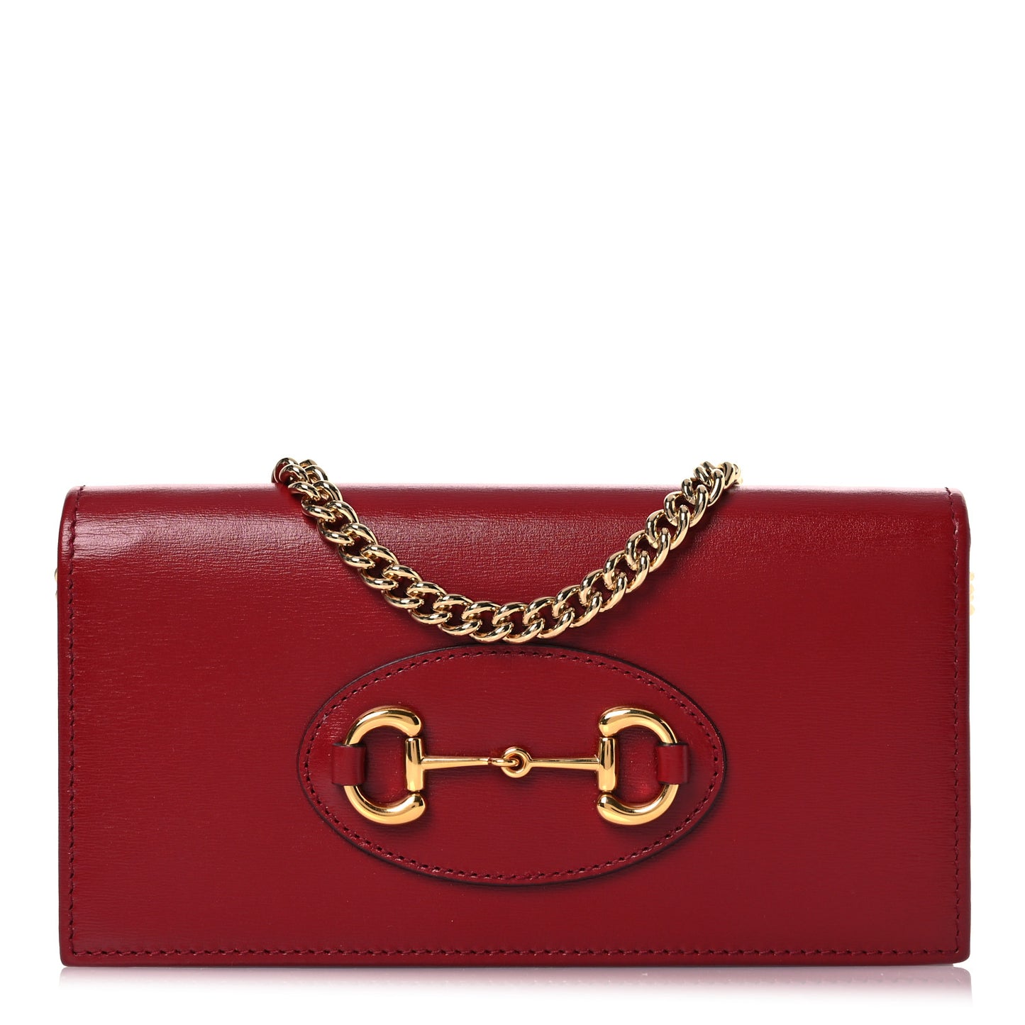Boarded Plutone Calfskin Horsebit 1955 Wallet On Chain New Cherry Red