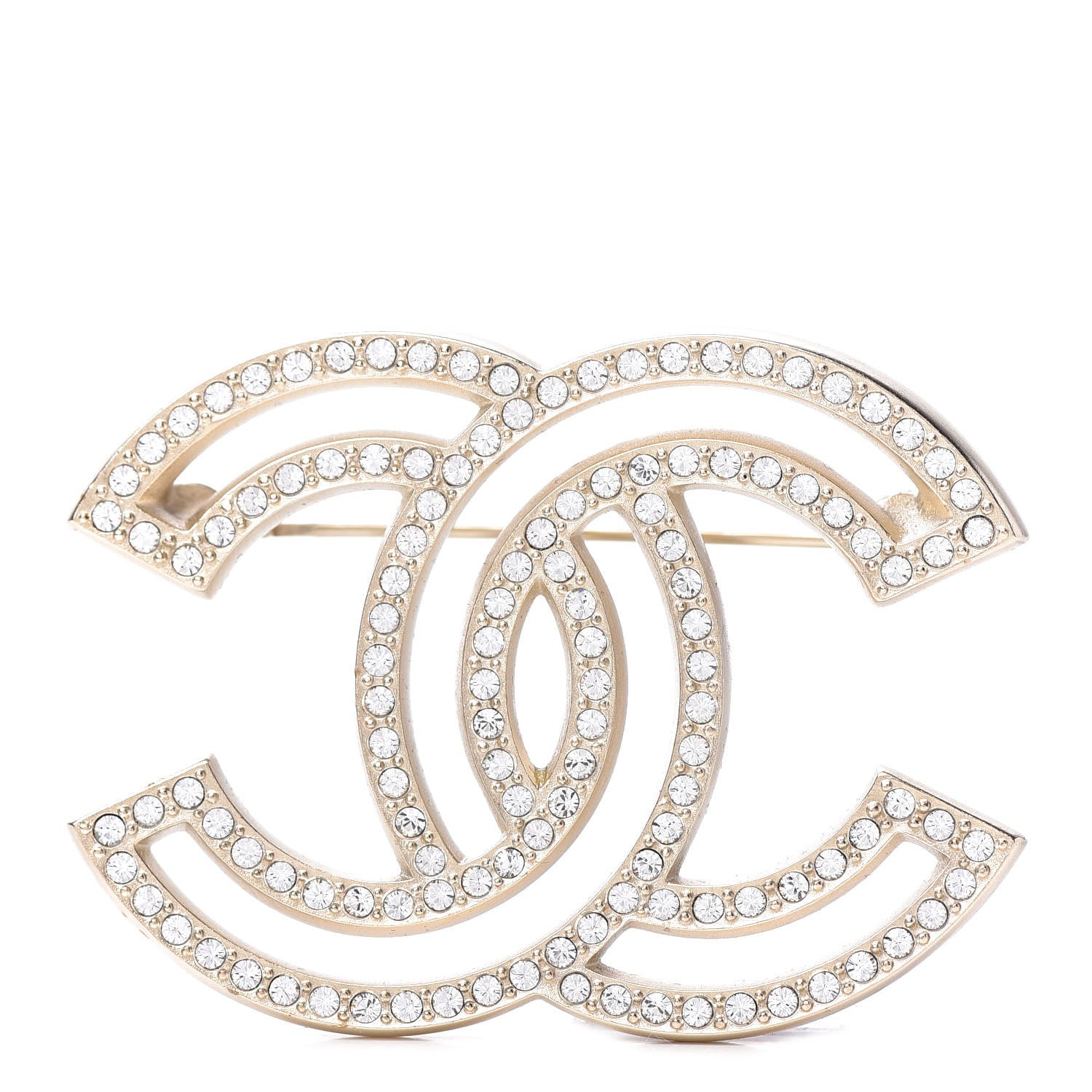 Chanel Crystal CC Brooch Light Gold 1 of 5