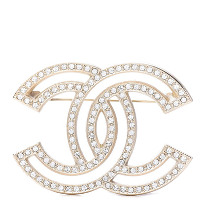Chanel Crystal CC Brooch Light Gold 1 of 5