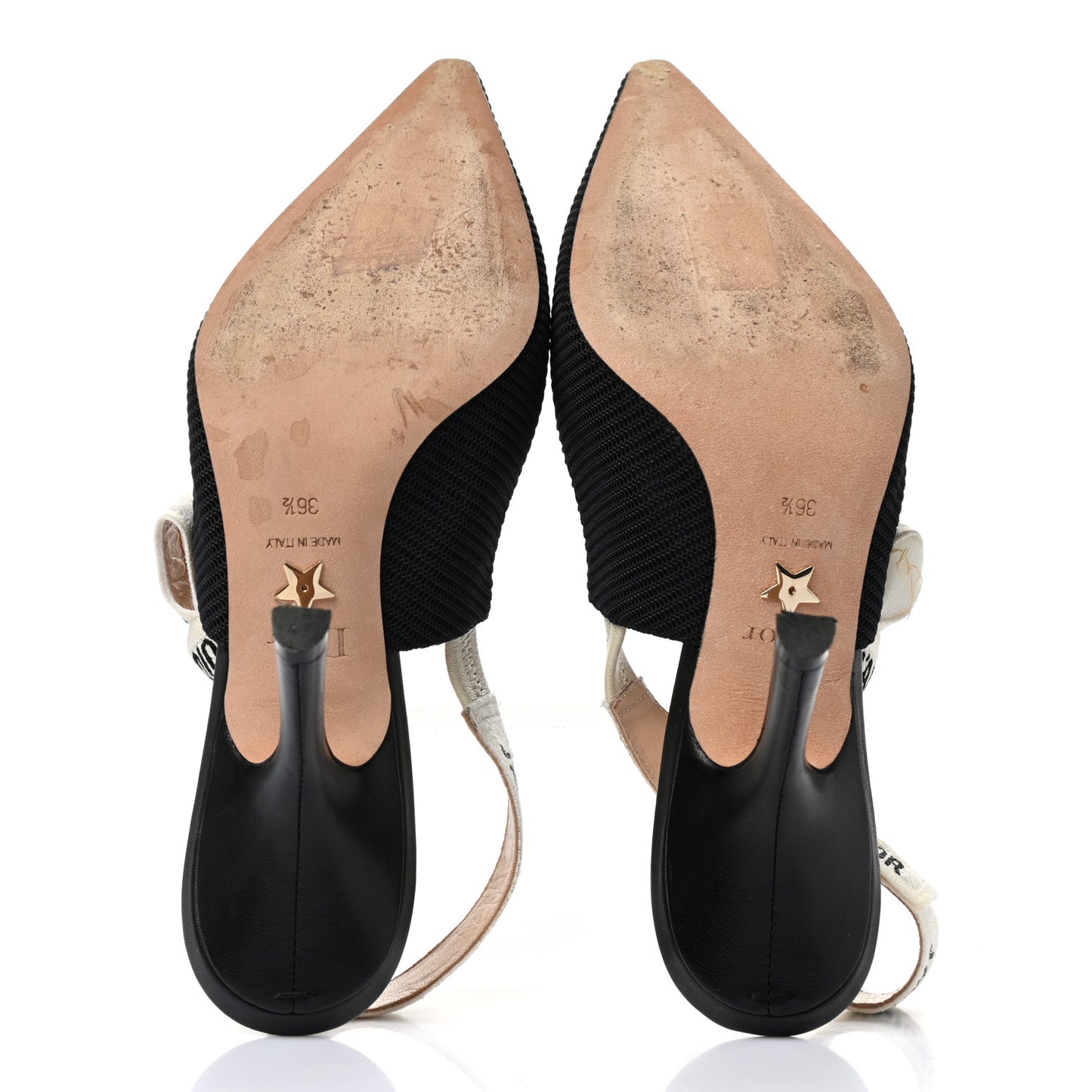 Technical Canvas Ribbon J'Adior Slingback 100mm Pumps 36.5 Black