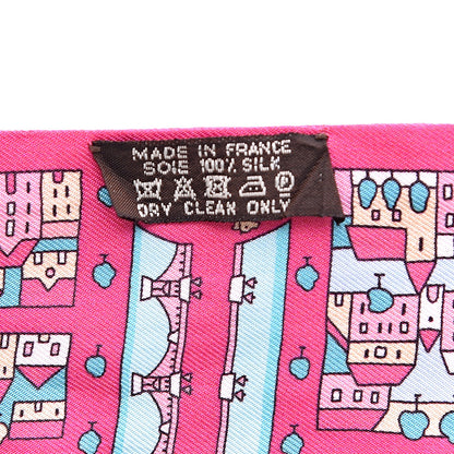 Hermes Silk Rive Droite Rive Gauche Twilly Rose Vif Turquoise Creme 3 of 5