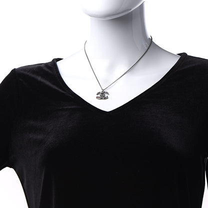 Chanel Pearl Crystal Beaded CC Necklace Multicolor Silver 2 of 6