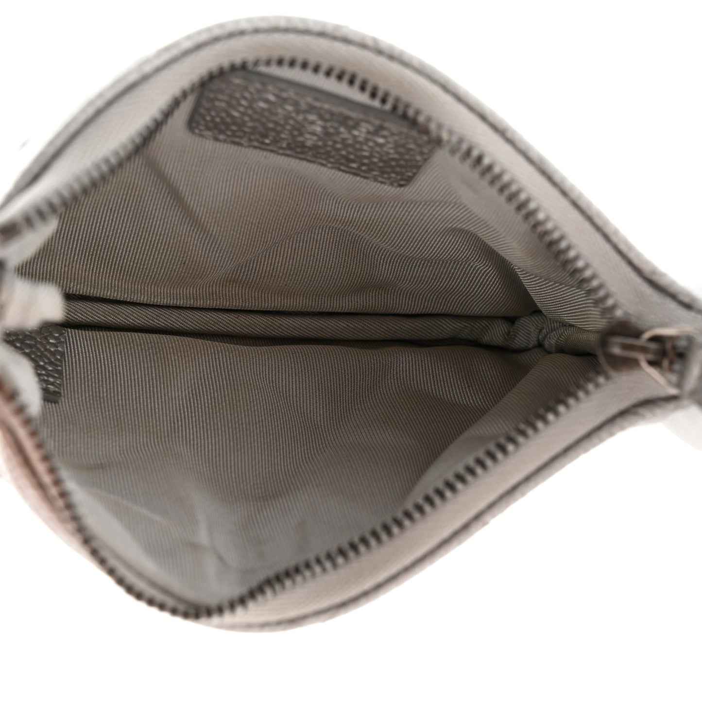 Metallic Caviar Quilted Small Cosmetic Case Silver