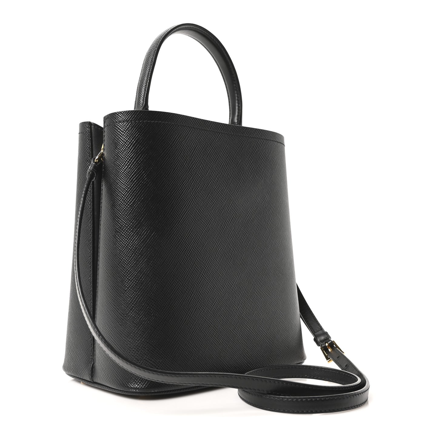 Saffiano Cuir Medium Panier Bucket Bag Black Fuoco