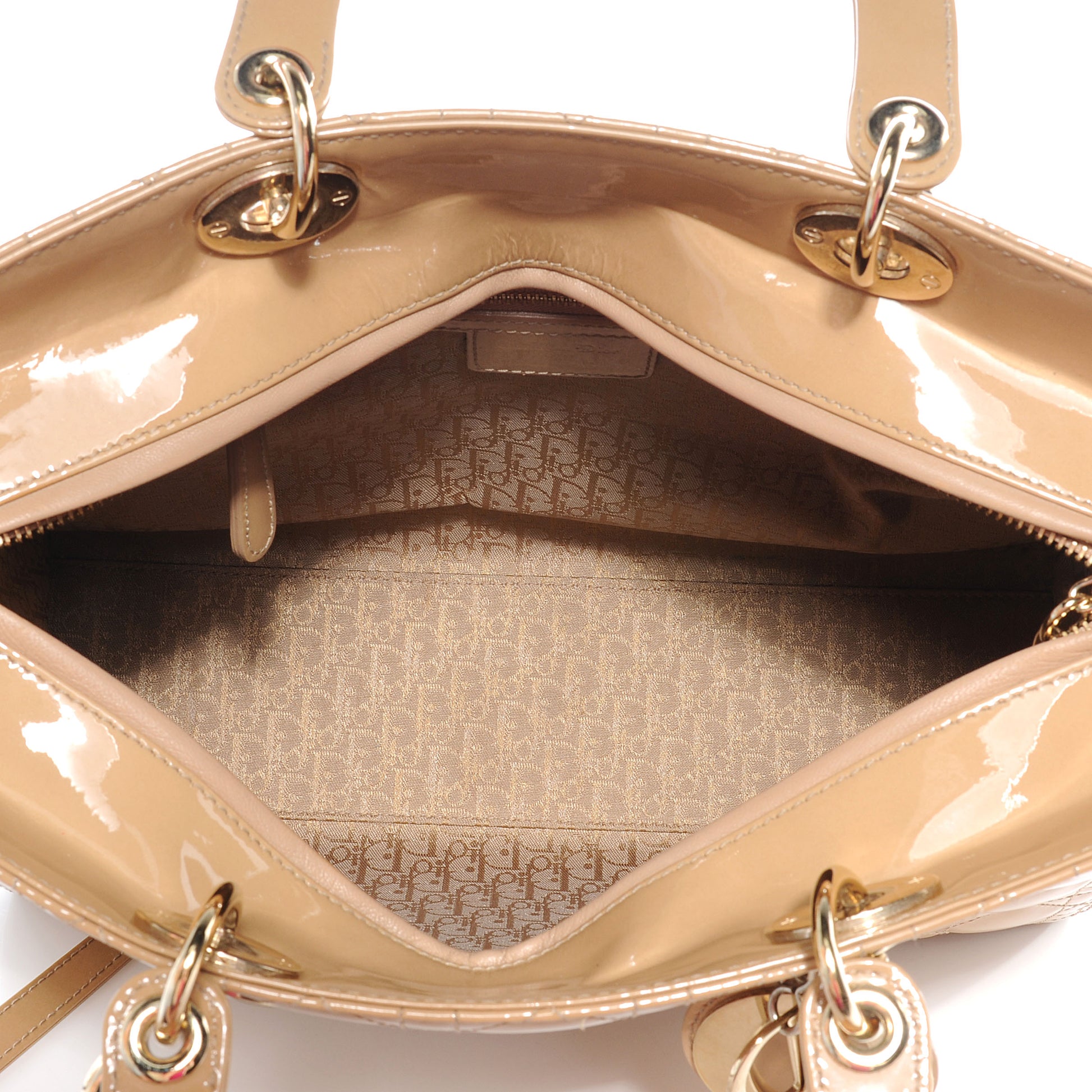 Christian Dior Patent Cannage Large Lady Dior Beige 7 of 9
