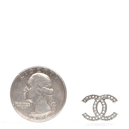 Chanel Crystal Timeless CC Earrings Silver 2 of 6