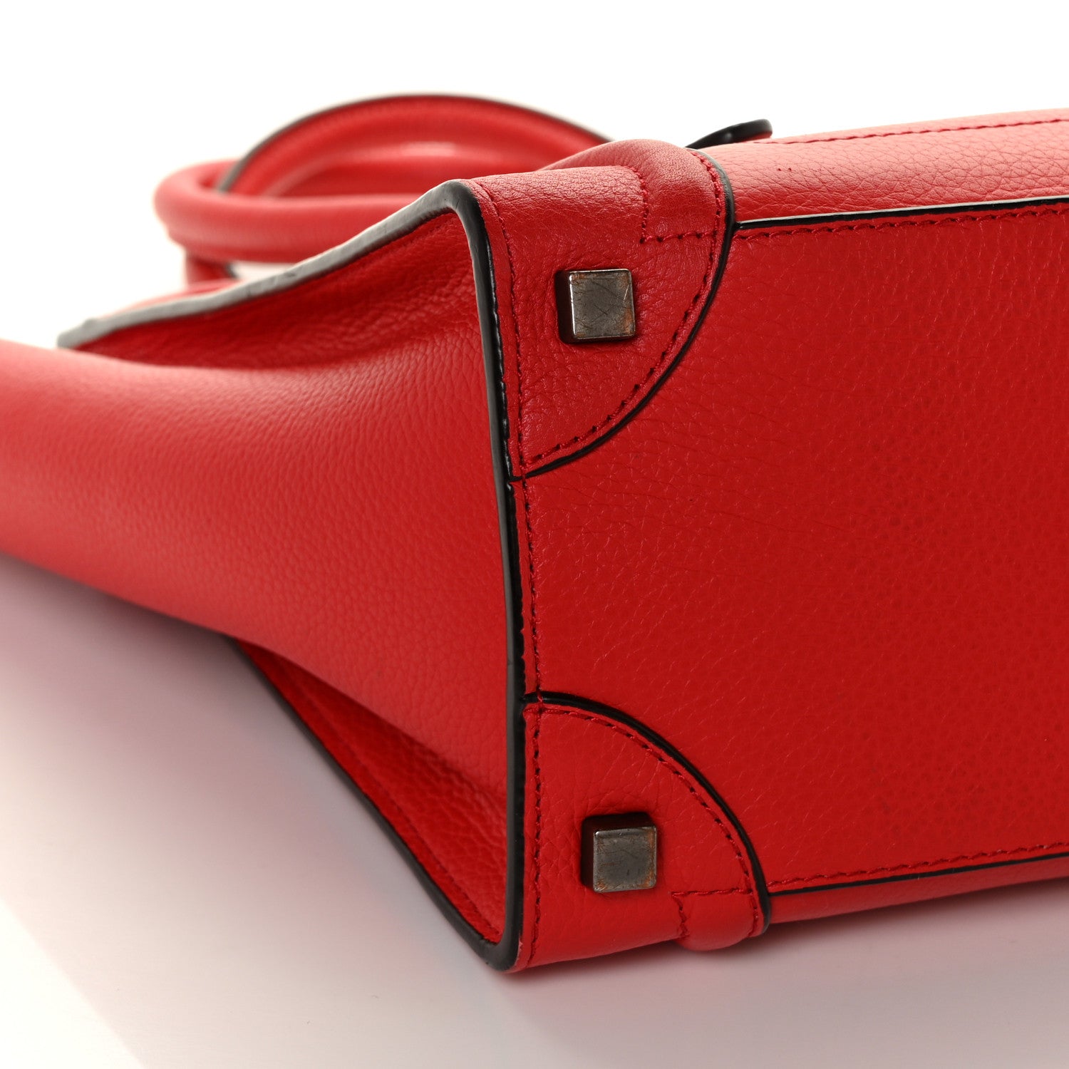 Celine Drummed Calfskin Micro Luggage Red 4 of 9