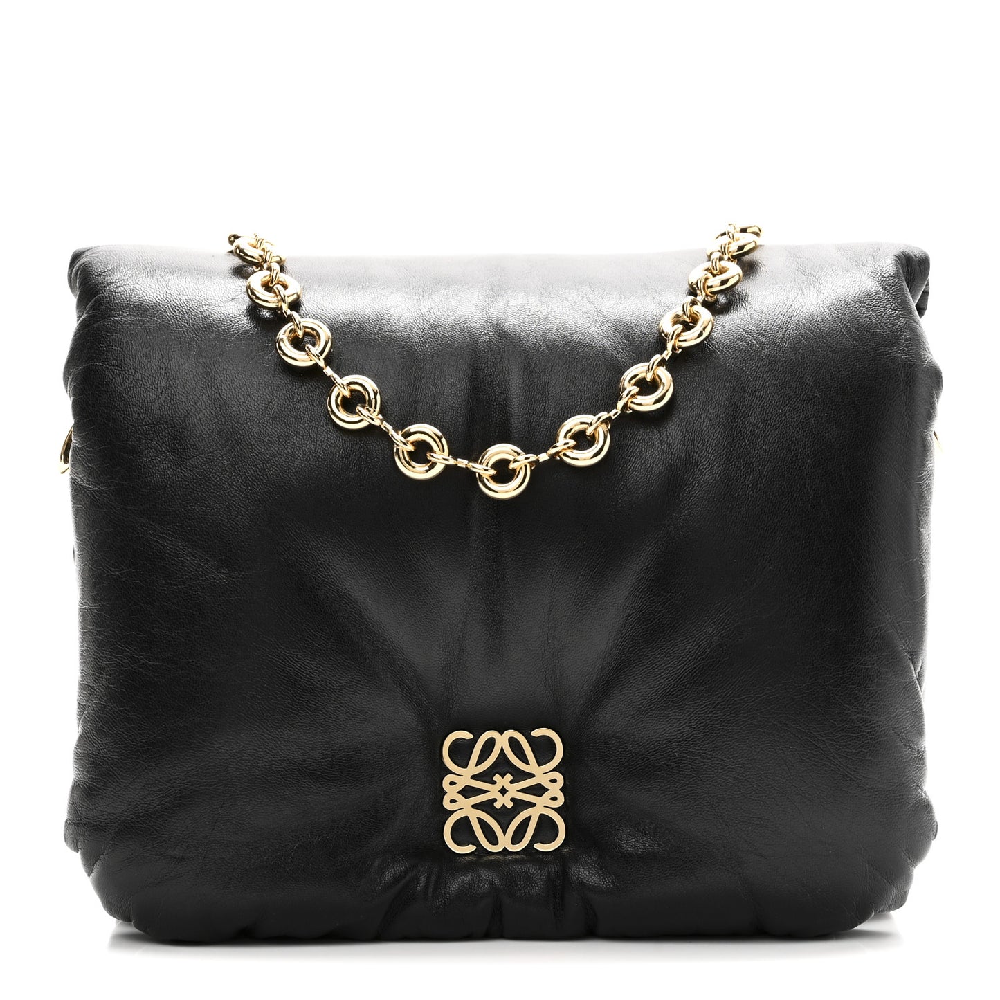 Lambskin Small Goya Puffer Bag Black