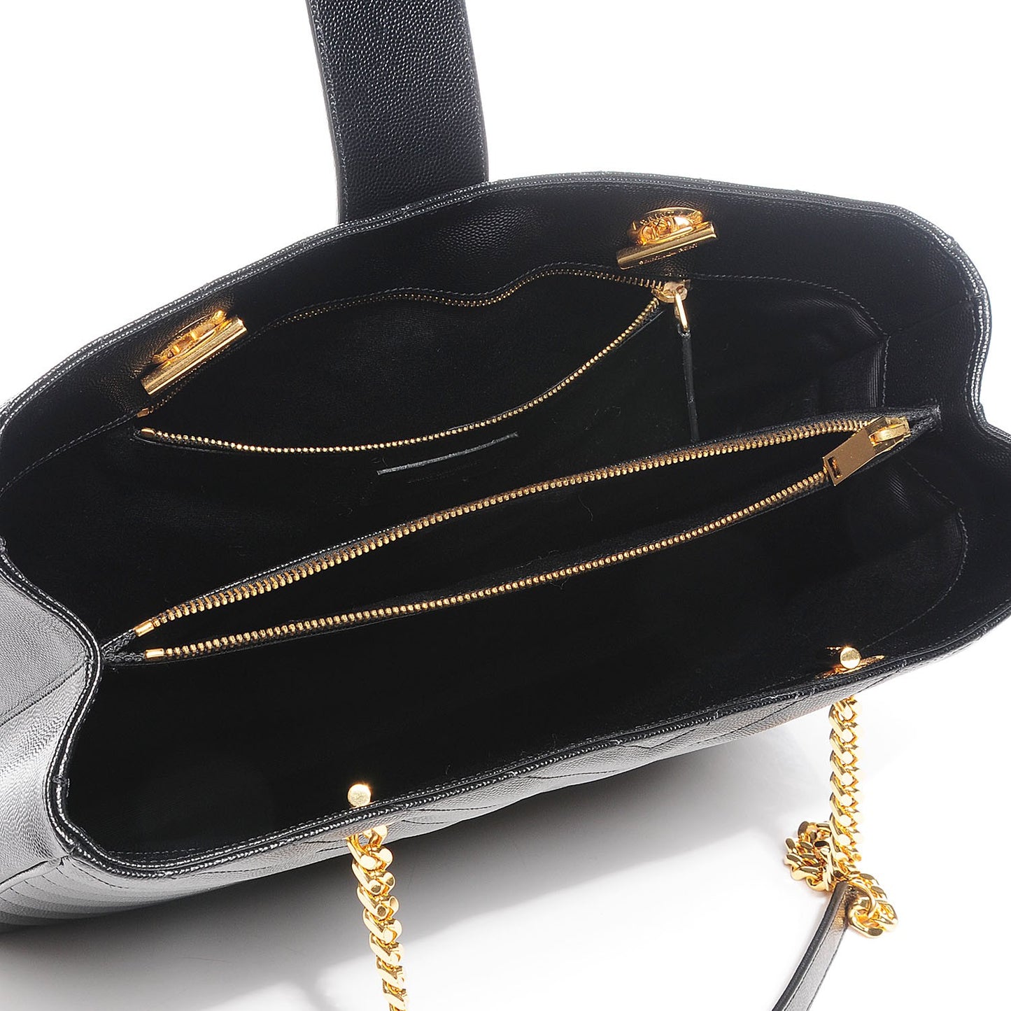 Grain De Poudre Matelasse Chevron Monogram Shopping Bag Black
