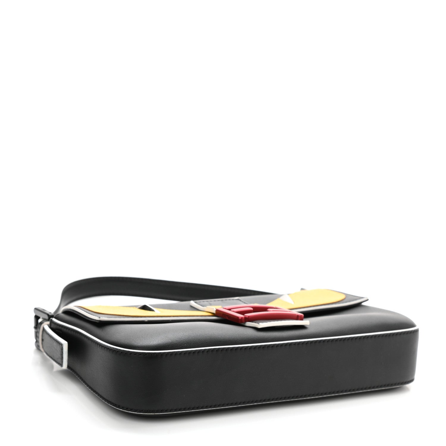 Fendi Vitello Dolce Elite Monster Eyes Bi-Color Baguette Black Yellow 4 of 8