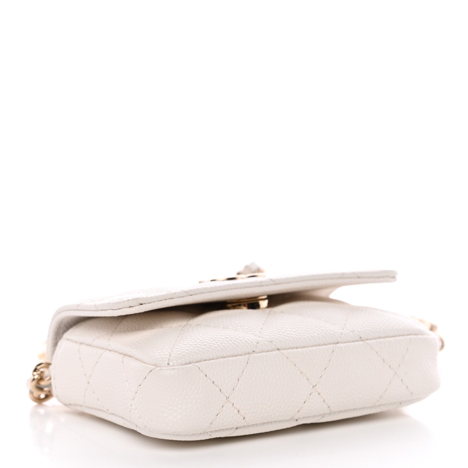 Chanel Caviar Quilted Belt Bag With Charms On Chain White 4 of 11