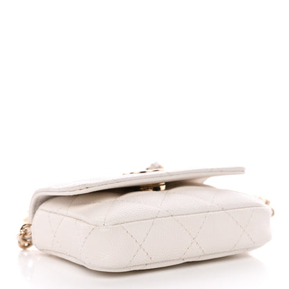 Chanel Caviar Quilted Belt Bag With Charms On Chain White 4 of 11