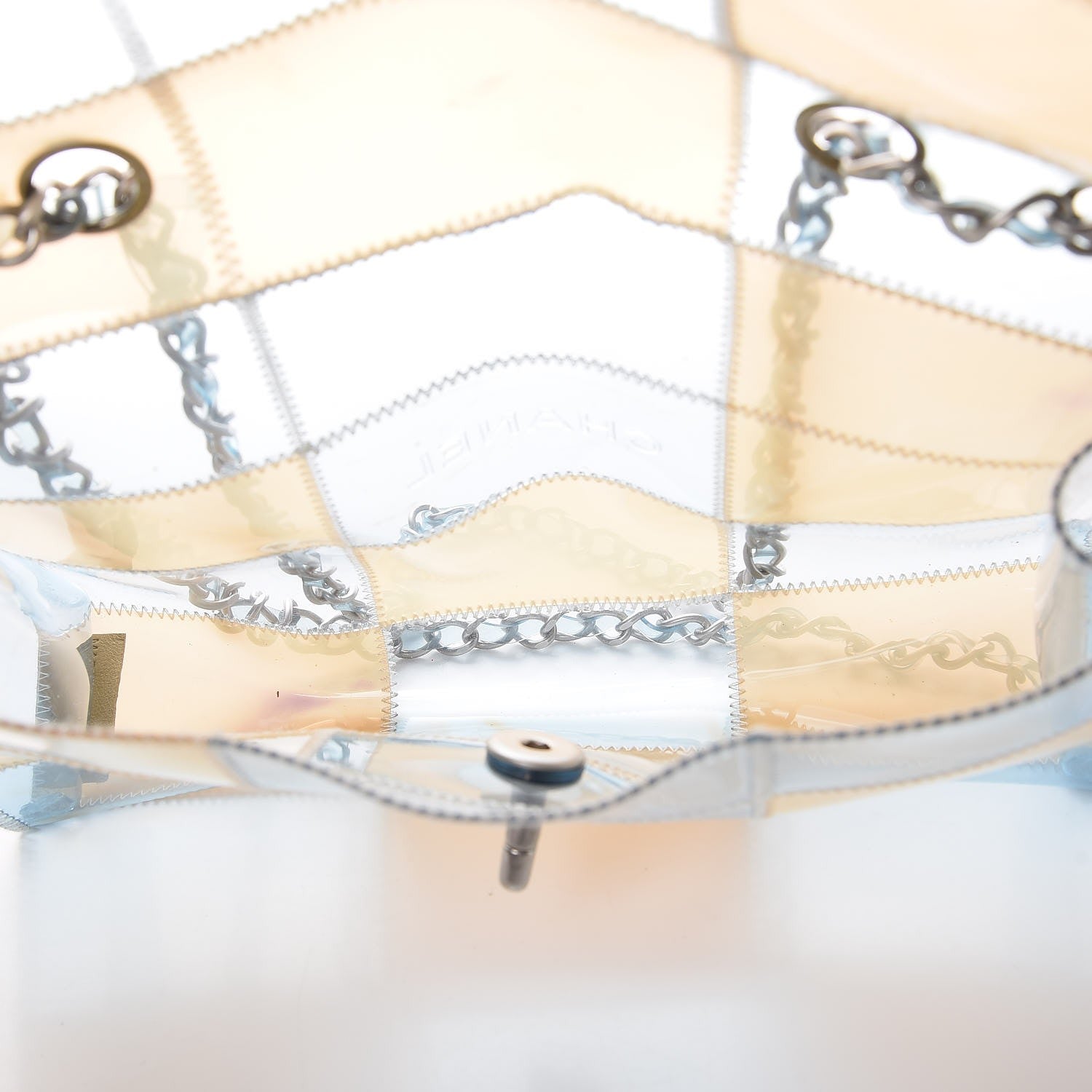 Chanel PVC Stitched Flap Beige Light Blue 12 of 15