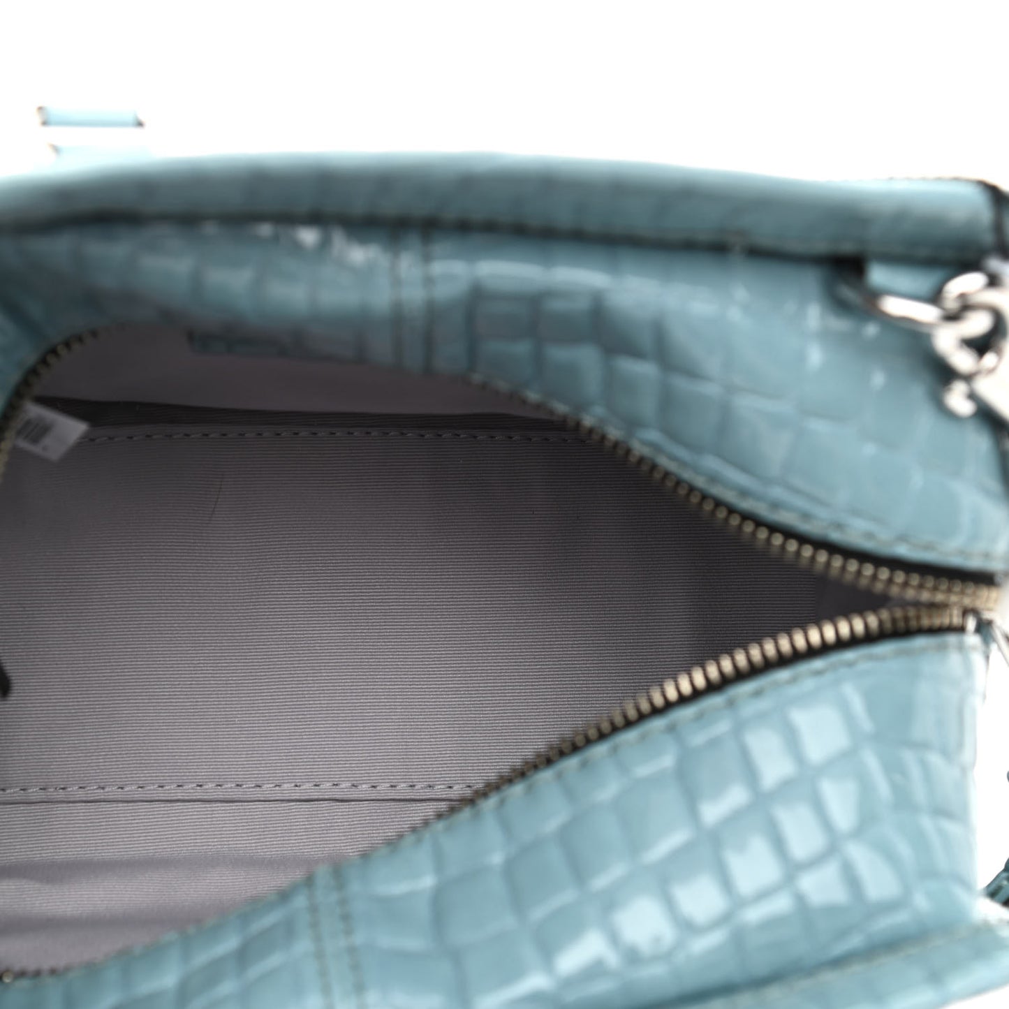 Calfskin Crocodile Embossed Stone Blue