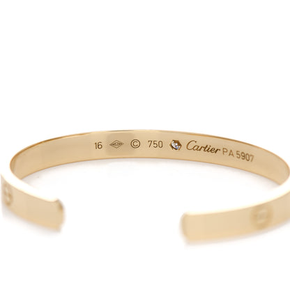 Cartier 18K Yellow Gold 1 Diamond LOVE Cuff Bracelet 16 4 of 4
