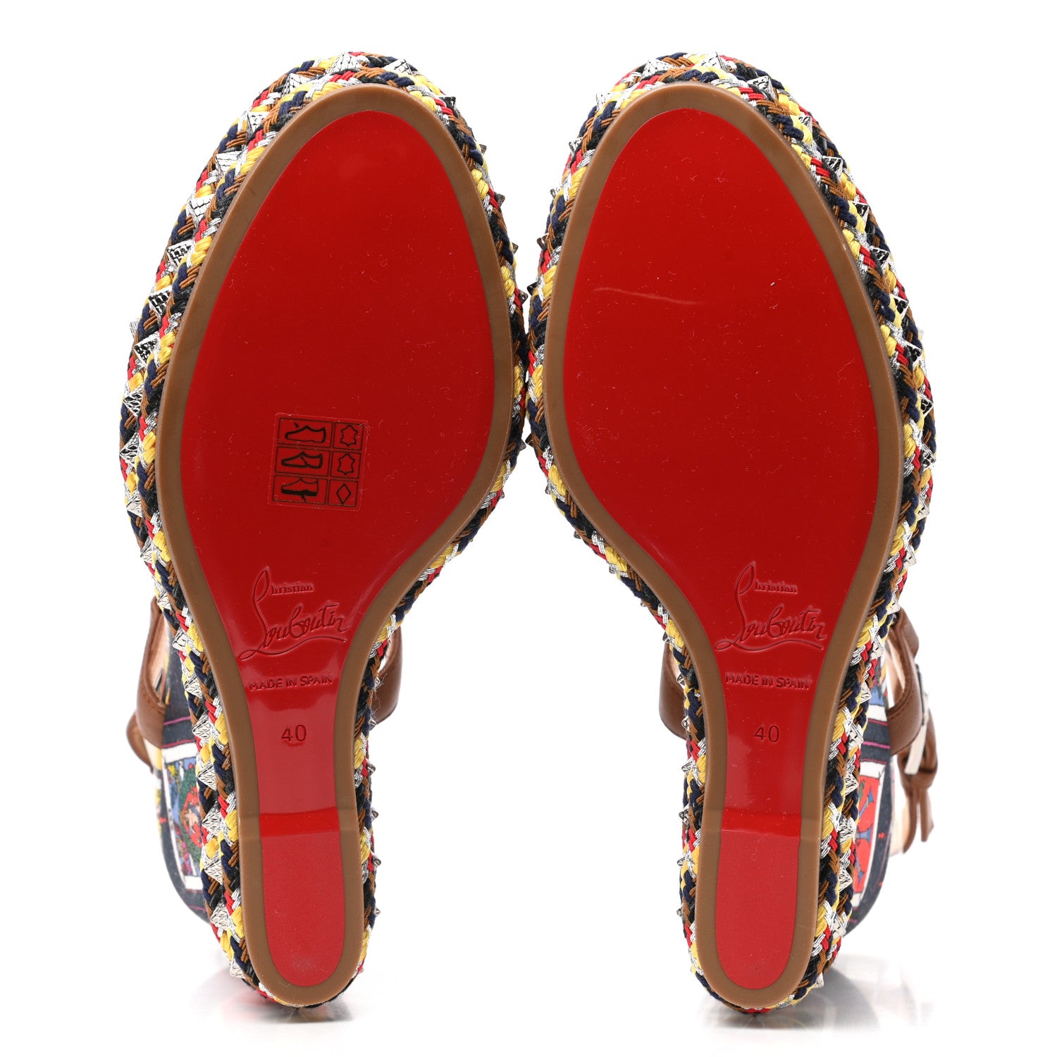 Christian Louboutin Linen Canvas Tarot Pyraclou 110 Wedge Sandals 40 Version Multi 11 of 17