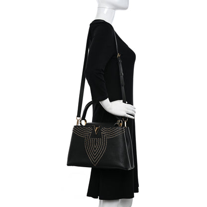 Louis Vuitton Taurillon Fleur De Lys Capucines PM Black 2 of 11