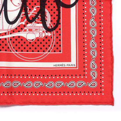 Hermes Silk Ex-Libris Carre Club Bandana Scarf 55 Red Black White 2 of 4