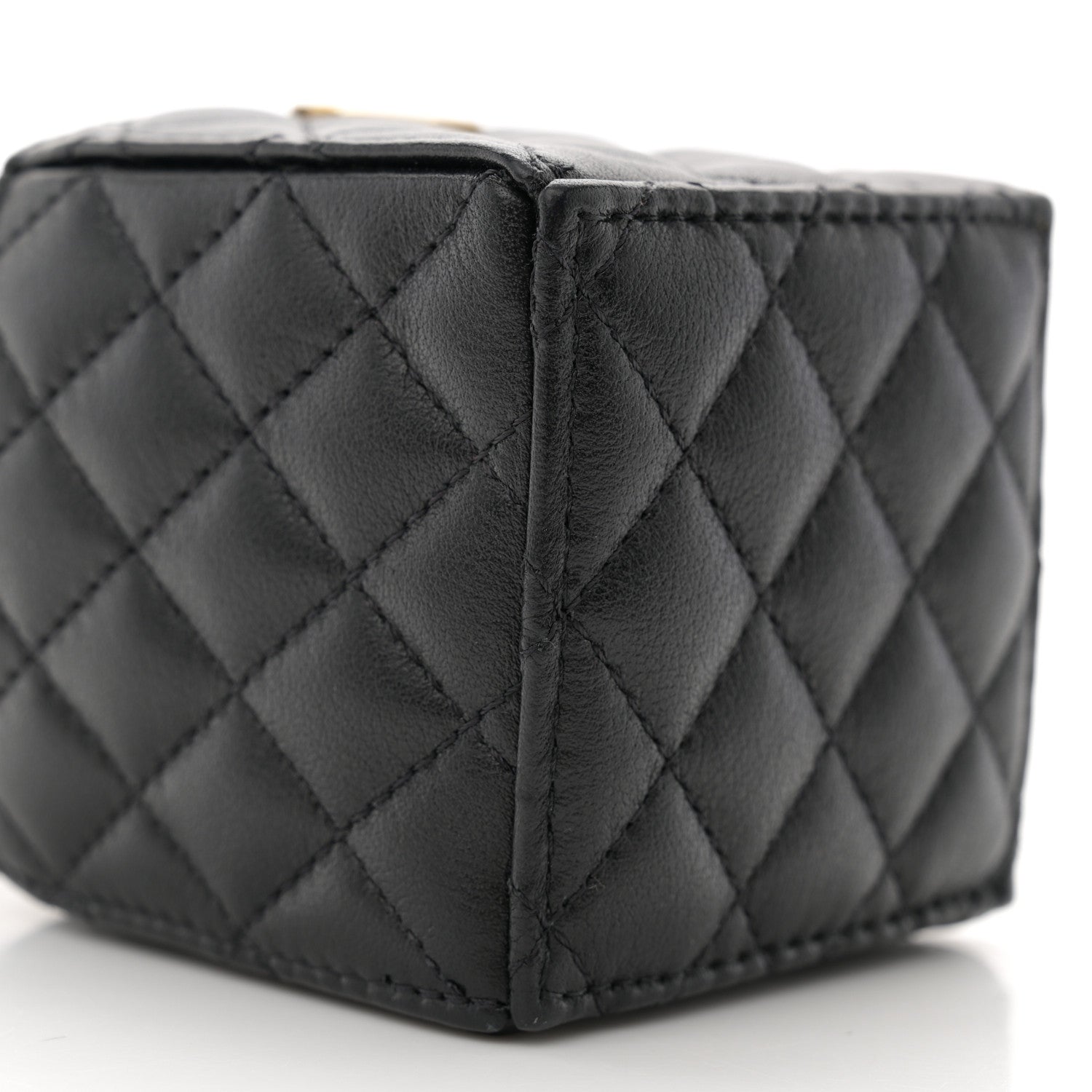 Chanel Calfskin Quilted Mini Drawstring Bucket Bag Black 10 of 12
