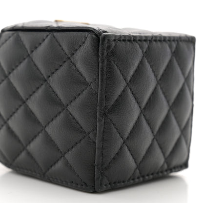 Chanel Calfskin Quilted Mini Drawstring Bucket Bag Black 10 of 12