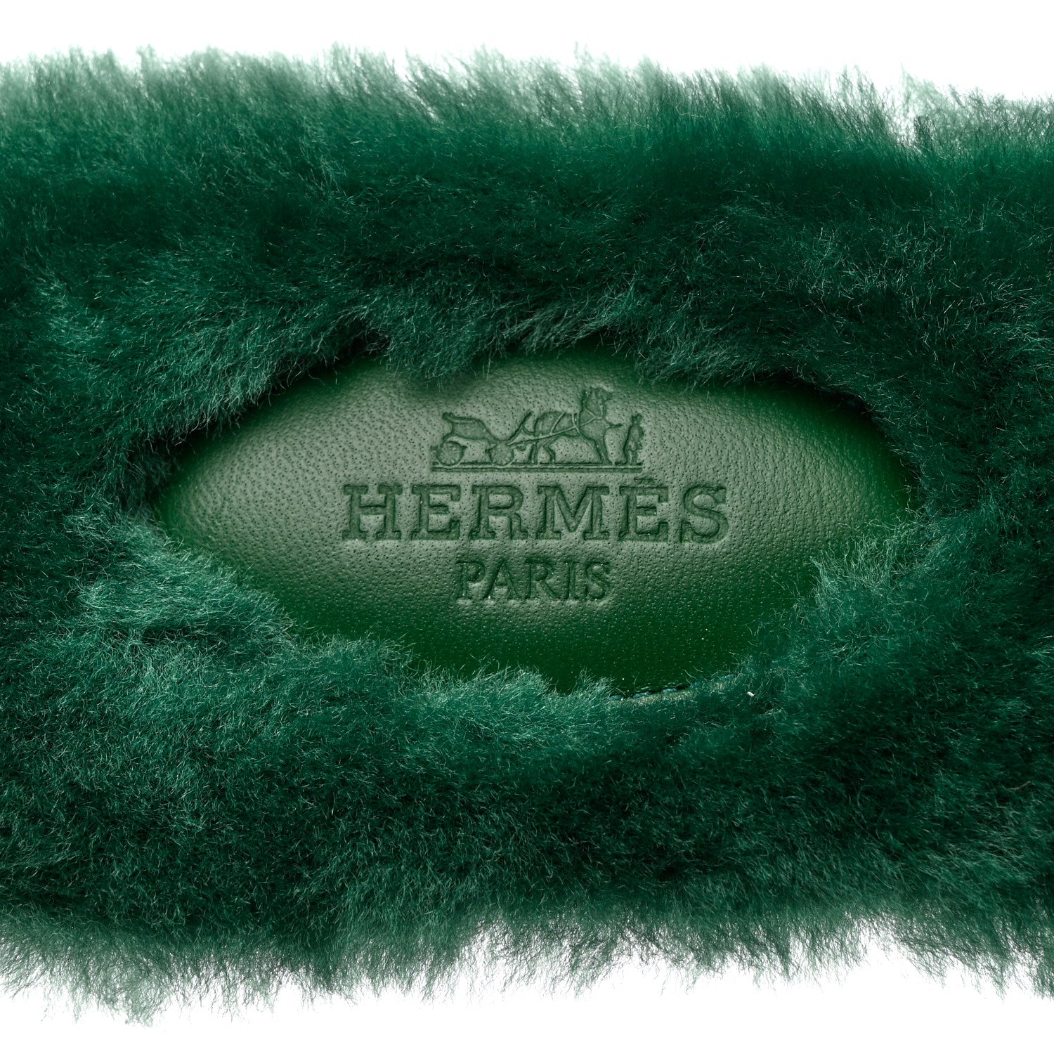 Hermes Woolskin Oran Sandals 37.5 Vert Anglais 6 of 8