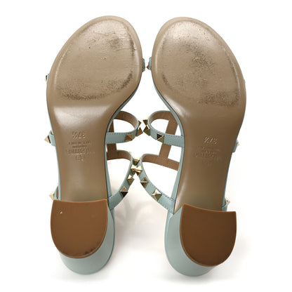 Valentino Garavani Calfskin Nappa Rockstud 60mm Caged Slide Sandals 37.5 Light Blue 6 of 9