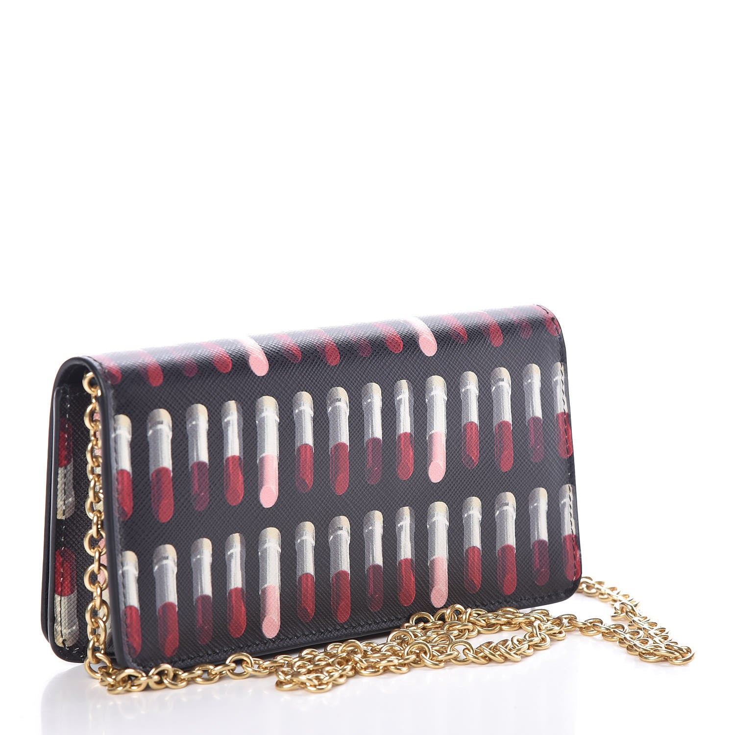 Prada Saffiano Triangle Logo Lipstick Print Mini Crossbody Bag Black 3 of 9