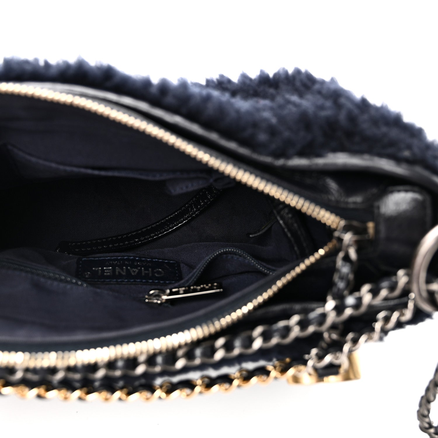 Chanel Shearling Small Gabrielle Hobo Navy 5 of 10