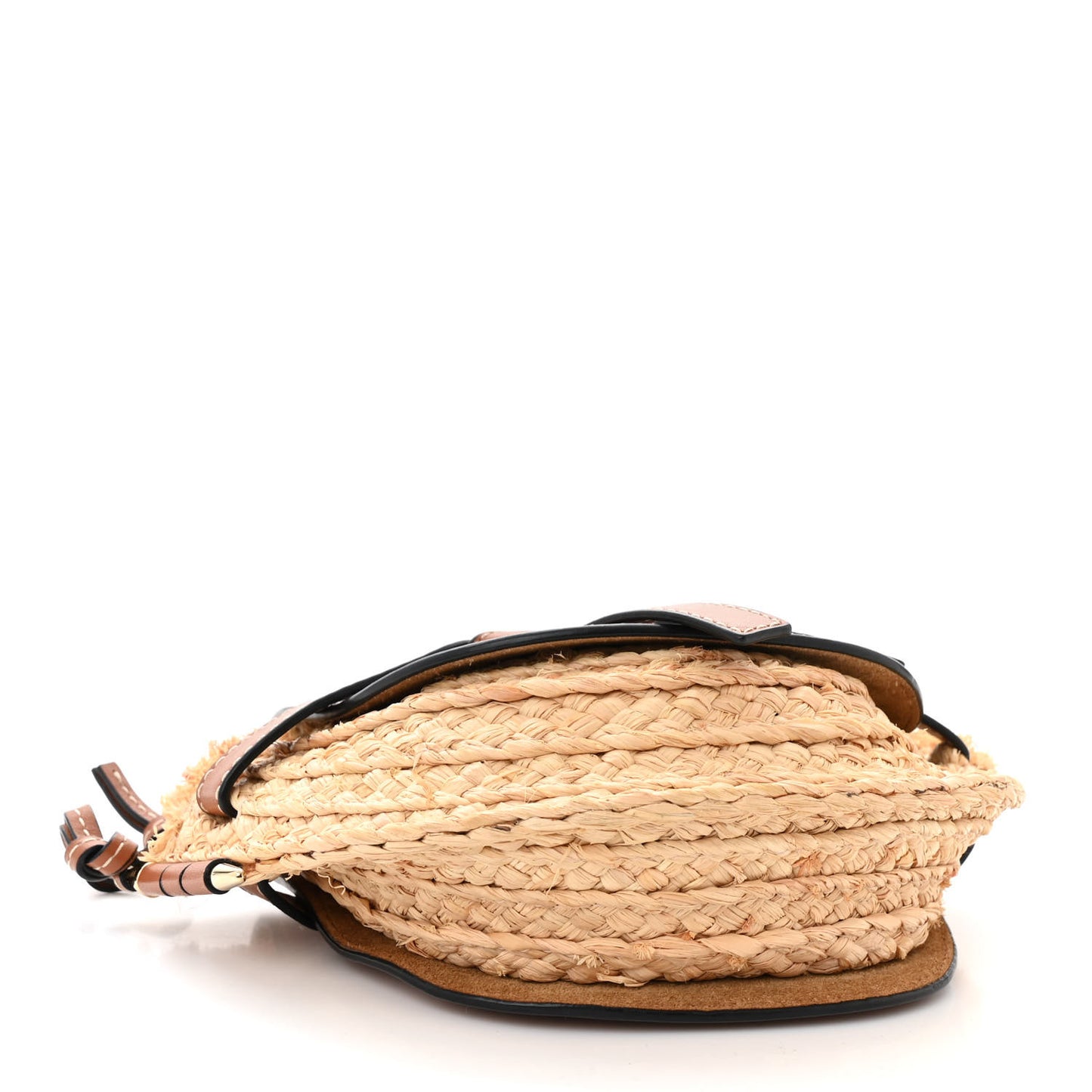 Calfskin Raffia Mini Gate Crossbody Bag Natural Tan