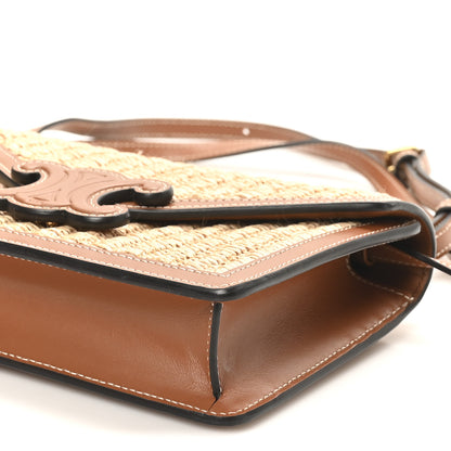 Celine Raffia Calfskin Triomphe Wallet on Strap Natural Tan 9 of 9