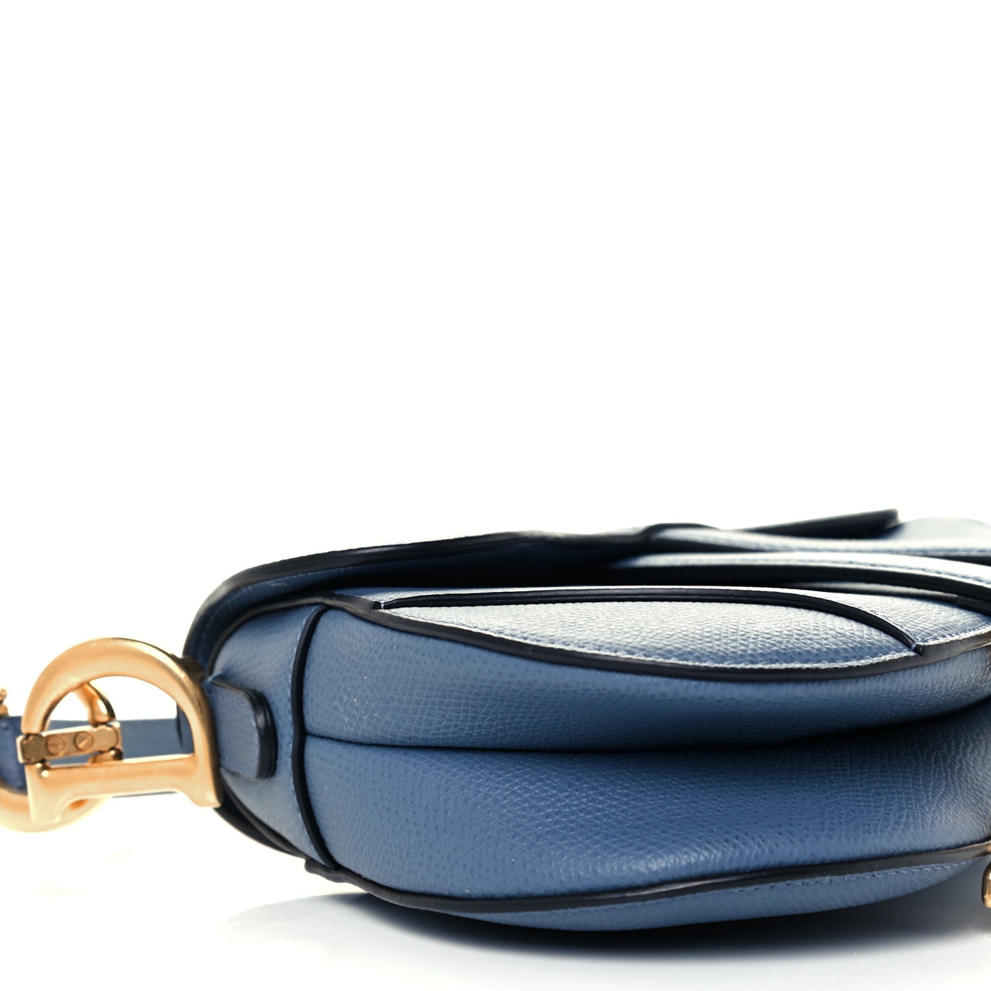 Grained Calfskin Mini Saddle Bag Denim Blue