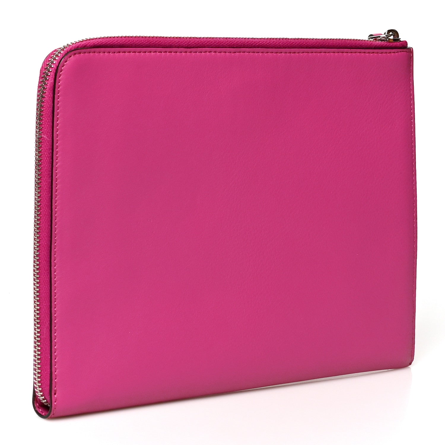 Fendi Vitello Dolce Fox Fur Monster Eyes Zip Around Pouch Magenta 3 of 8