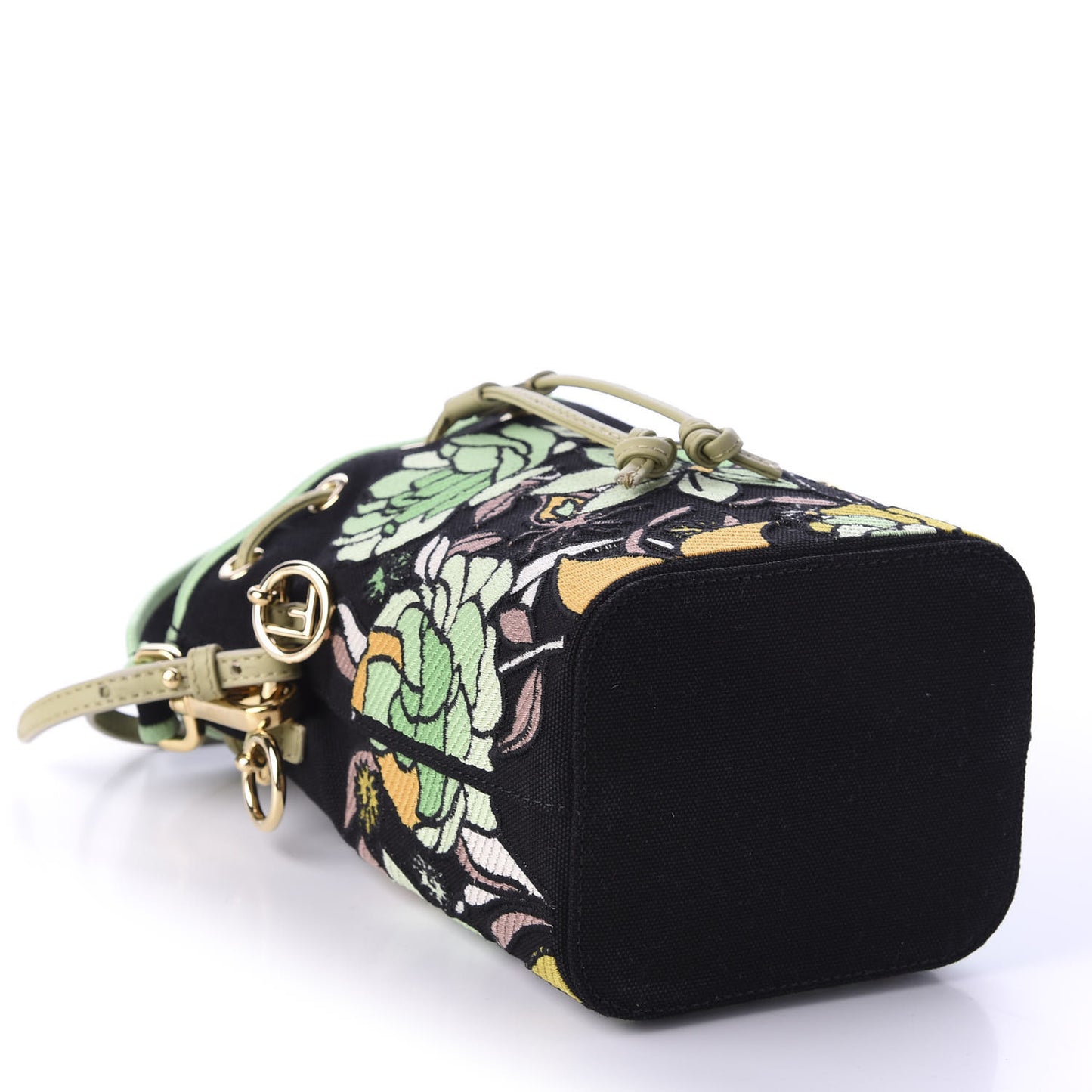 Canvas Vitello Century F is Fendi Psychedelic Flowers Embroidered Mini Mon Tresor Bucket Bag Verde Mandorlo Multicolor