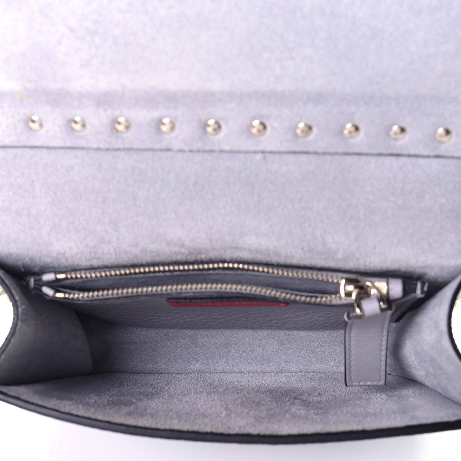 Valentino Garavani Pebbled Calfskin Rockstud Side Slip Crossbody Pastel Grey 5 of 8