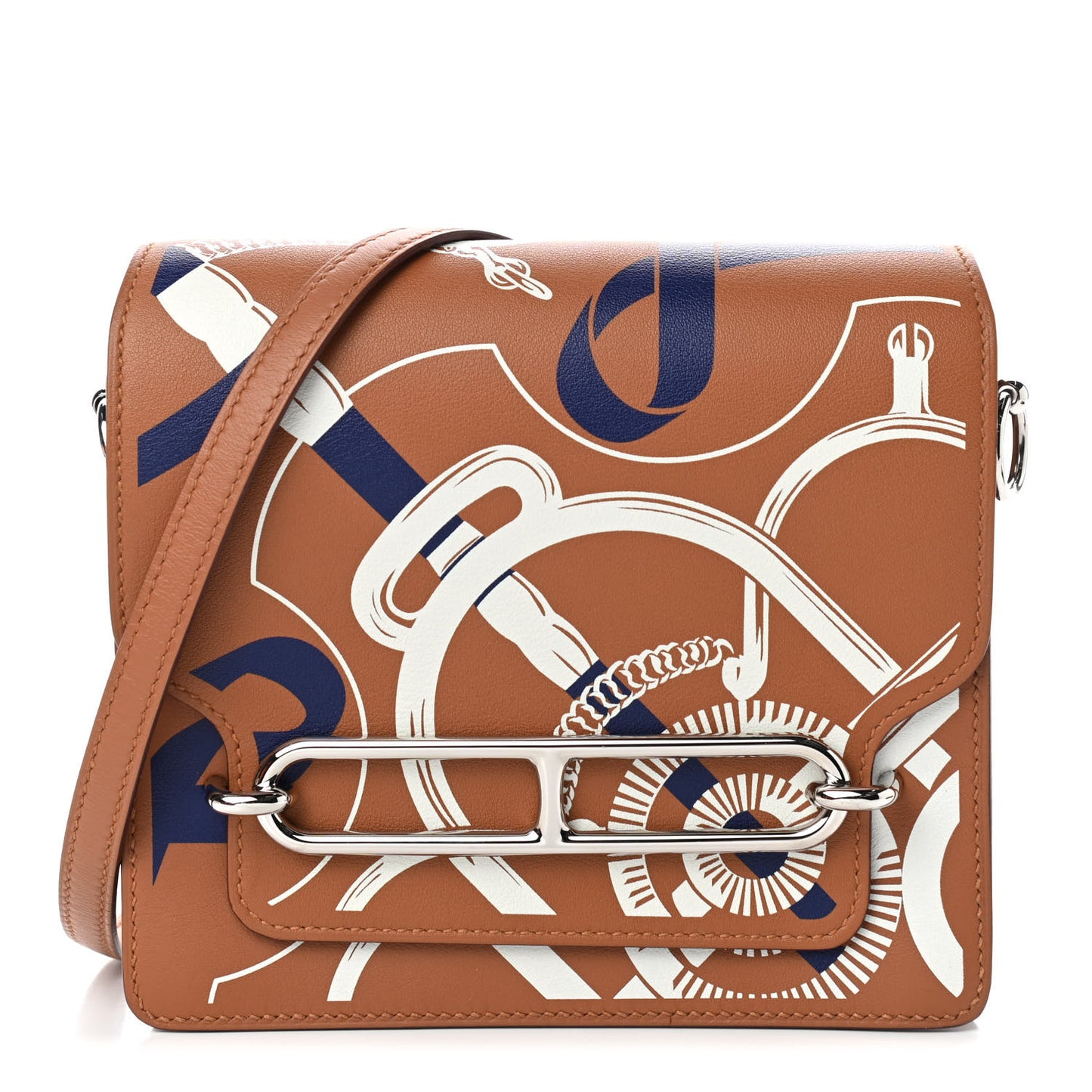 Swift Printed Eperon d'Or Mini Sac Roulis Gold White Bleu Encre