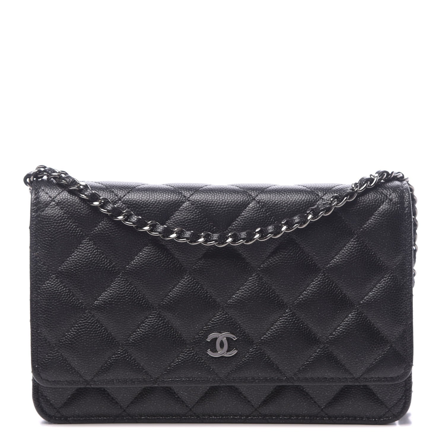 Chanel Iridescent Caviar Quilted Wallet On Chain WOC Black 1 of 12