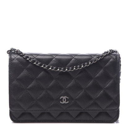 Chanel Iridescent Caviar Quilted Wallet On Chain WOC Black 1 of 12