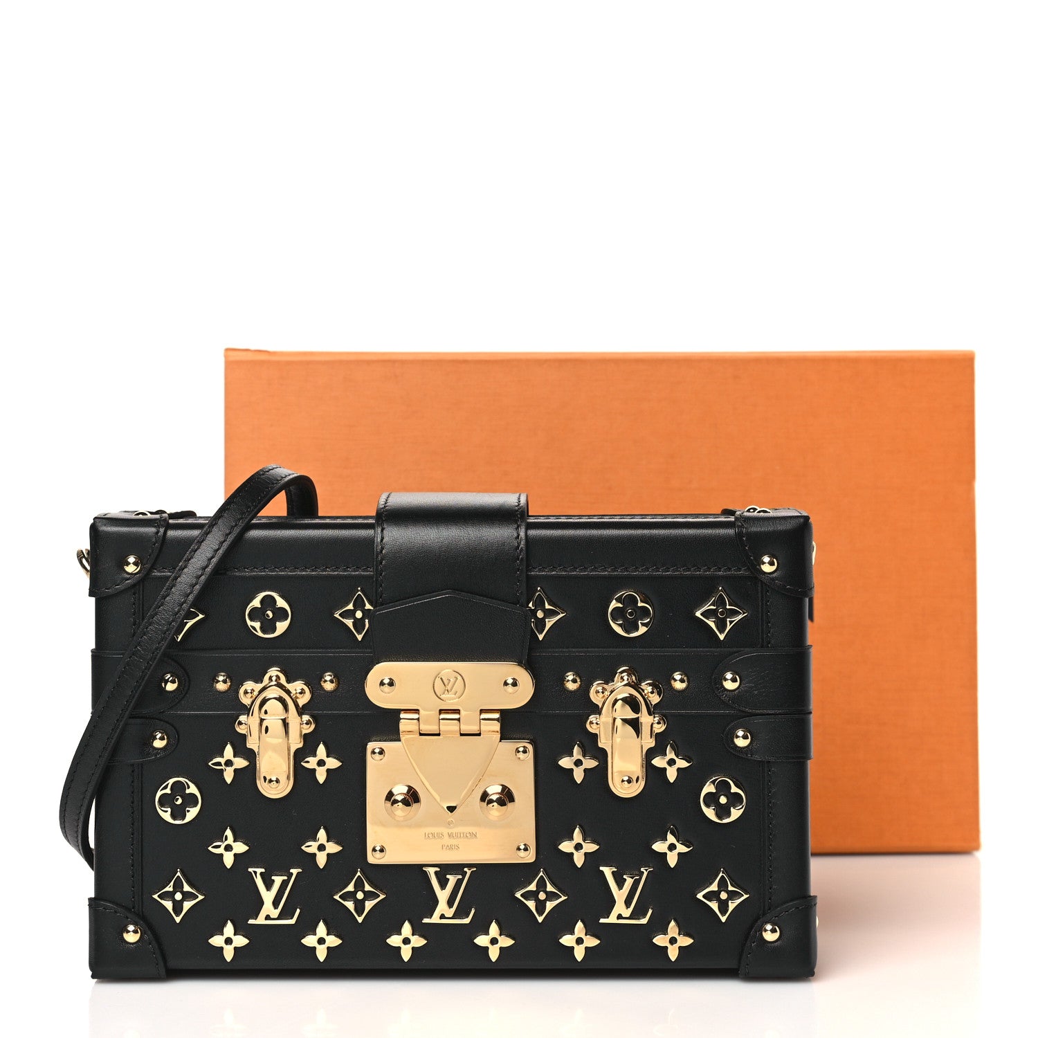 Louis Vuitton Calfskin Metal Monogram Petite Malle Black 11 of 11