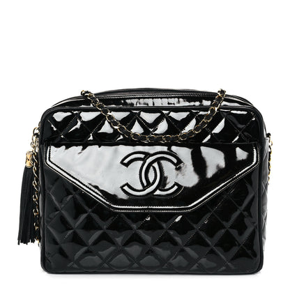 Chanel Patent Quilted Tassel Camera Case Black 1 of 12