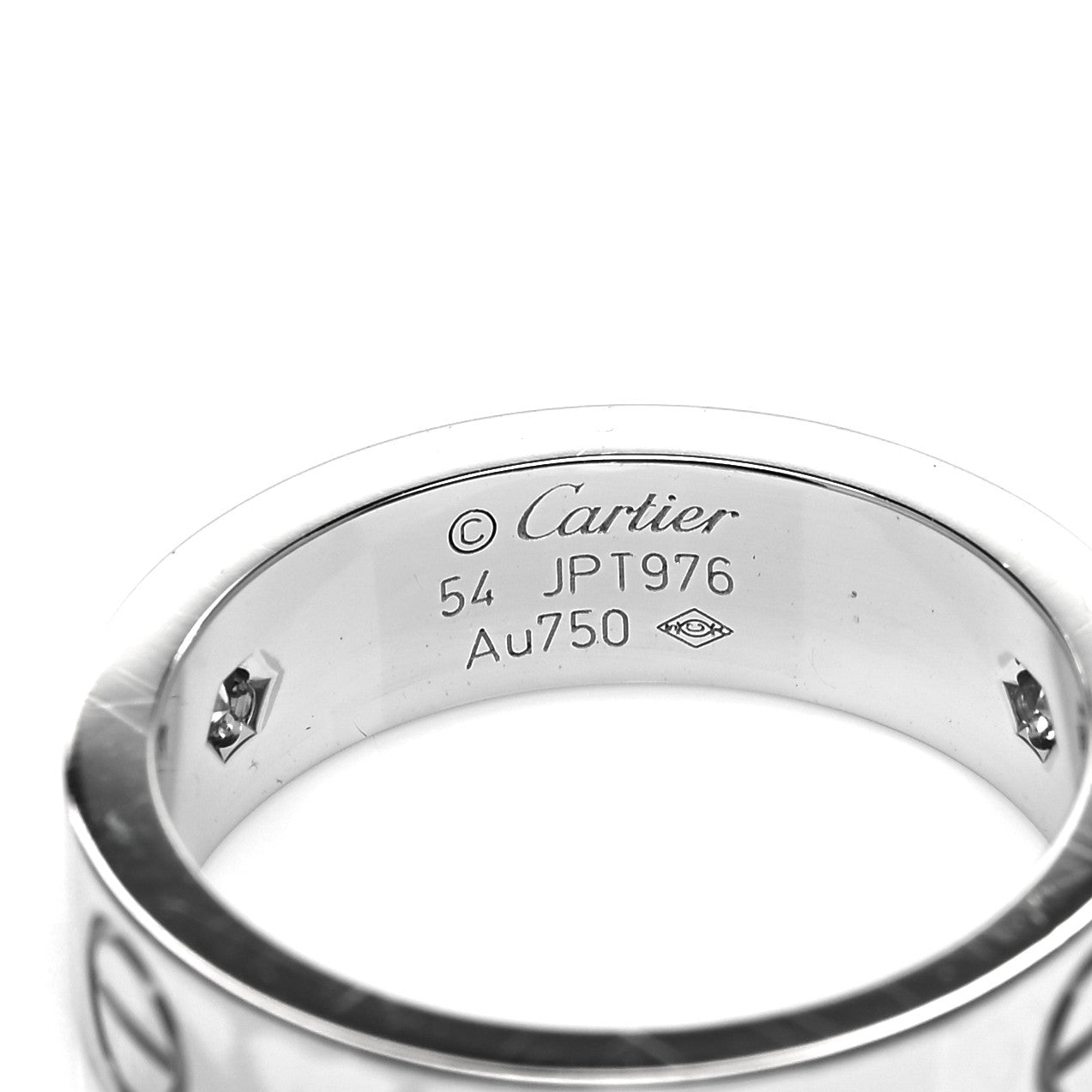 Cartier 18K White Gold 3 Diamond 5.5mm LOVE Ring 54 6.75 4 of 6