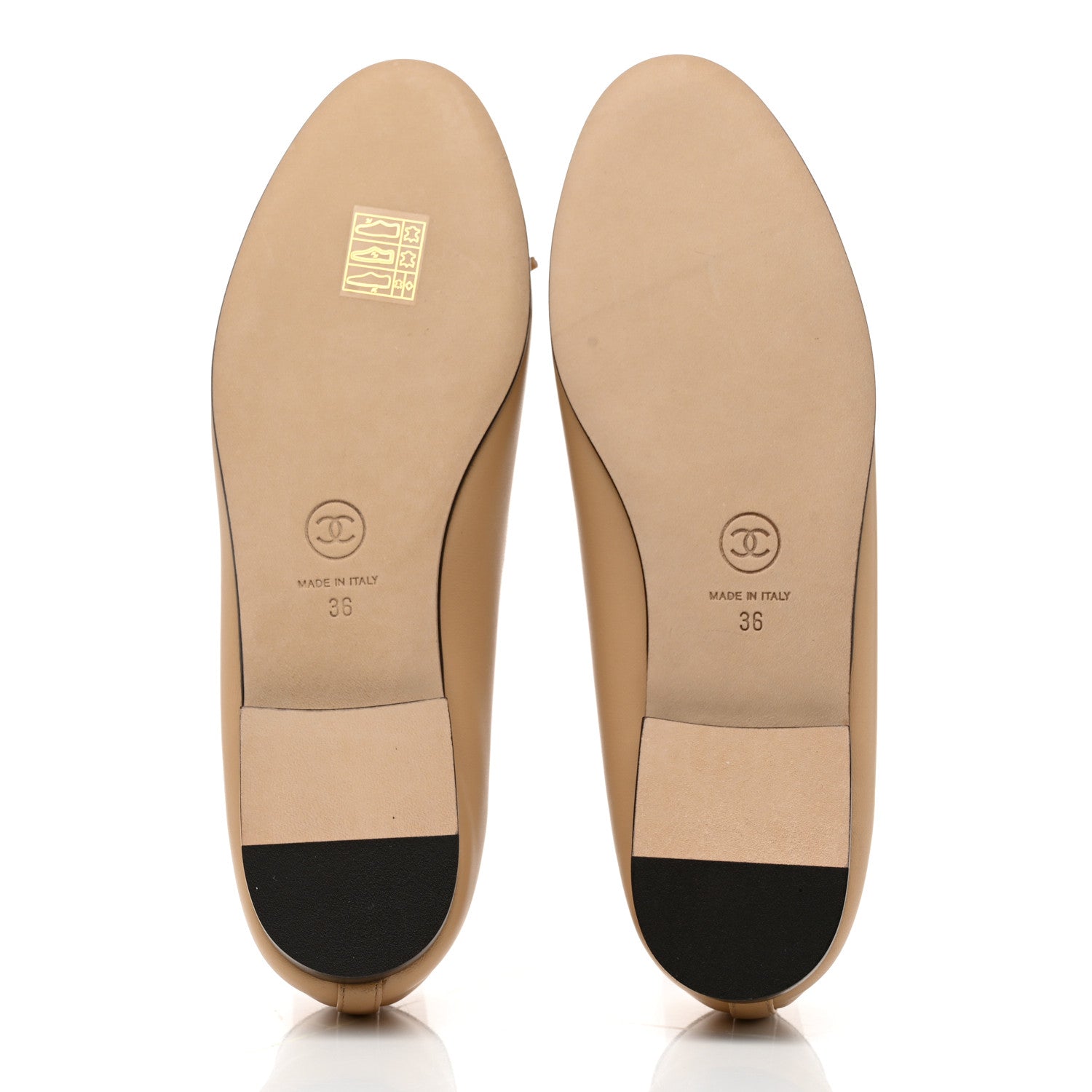 Chanel Lambskin Cap Toe CC Ballerina Flats 36 Beige Black 5 of 9