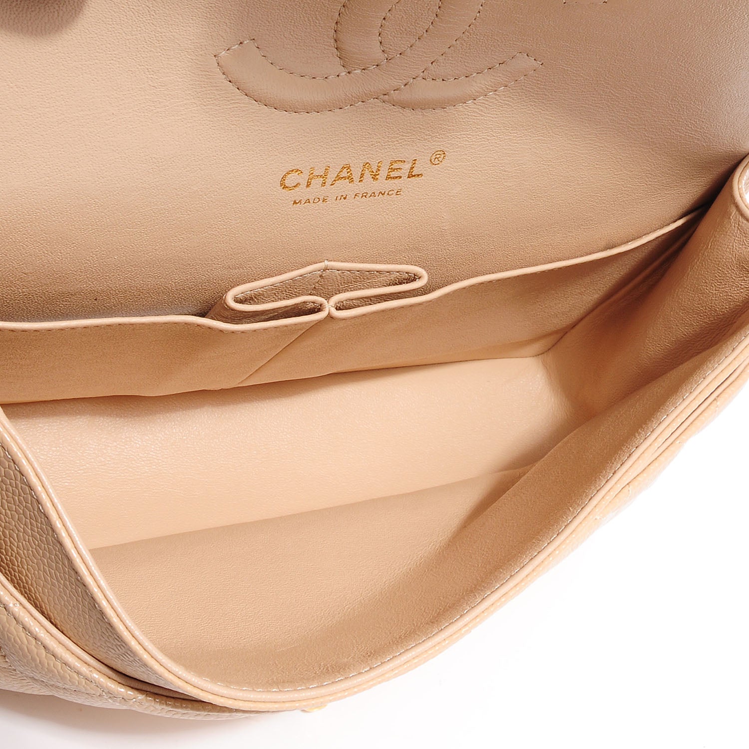 Chanel Caviar Quilted Medium Double Flap Beige 7 of 8