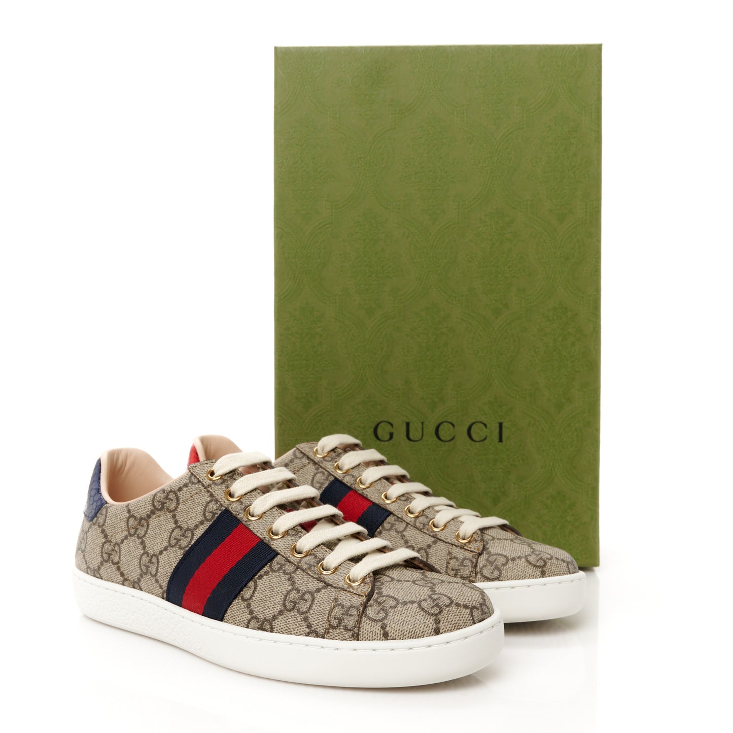 GG Supreme Monogram Womens Ace Low-Top Sneaker 35.5 Beige